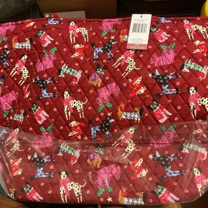 Vera Bradley Red Quilted Tote with Animal Print